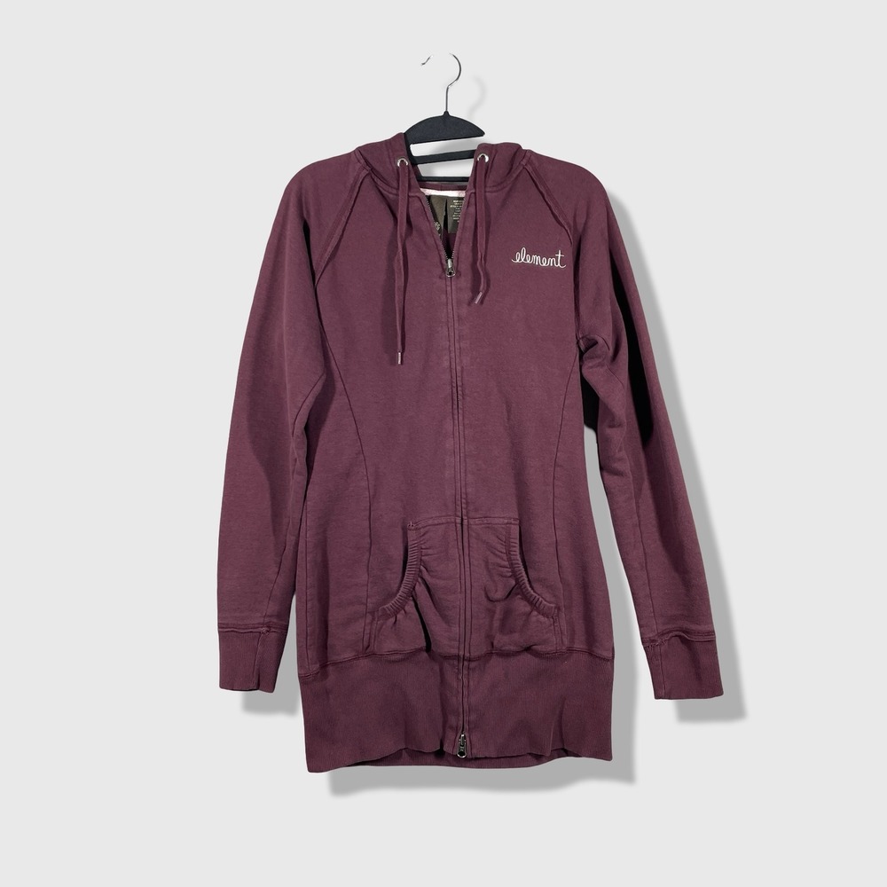 Element Full Zip Hoodie Womens Large Maroon Skate Gorpcore Longline Sweatshirt